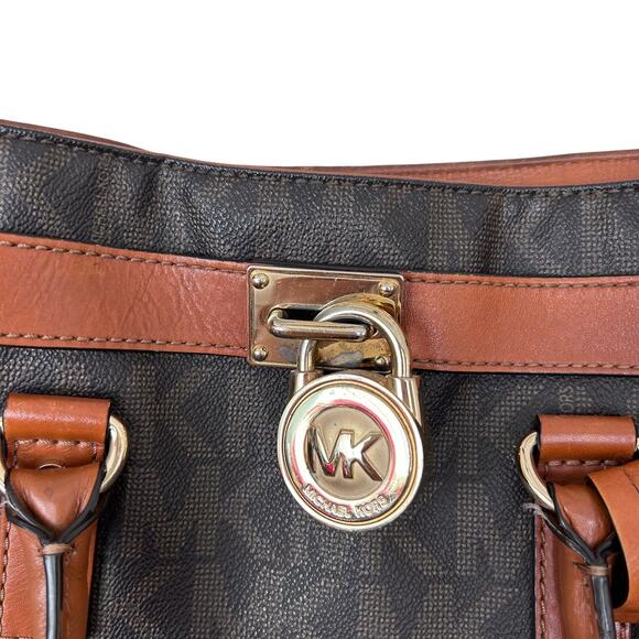 Michael Kors Hamilton Large Satchel Tote Brown Monogram - Picture 4 of 9